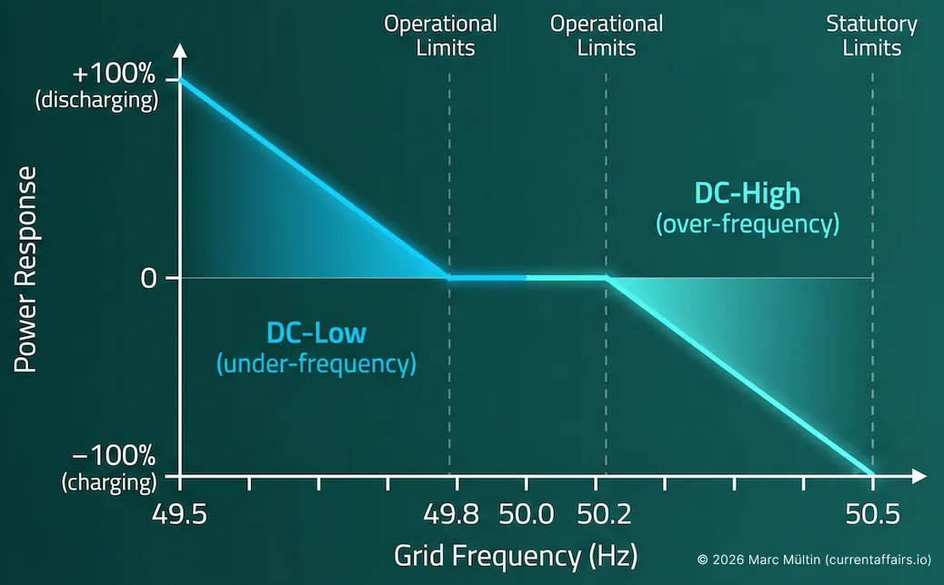 Dynamic Containment (DC): response profile for under- and over-frequency events